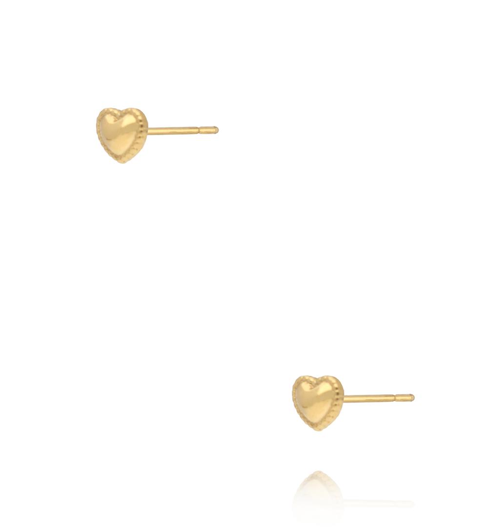 Kolczyki wkrętki serduszka ze stali szlachetnej w złotym wykończeniu KSY0611
