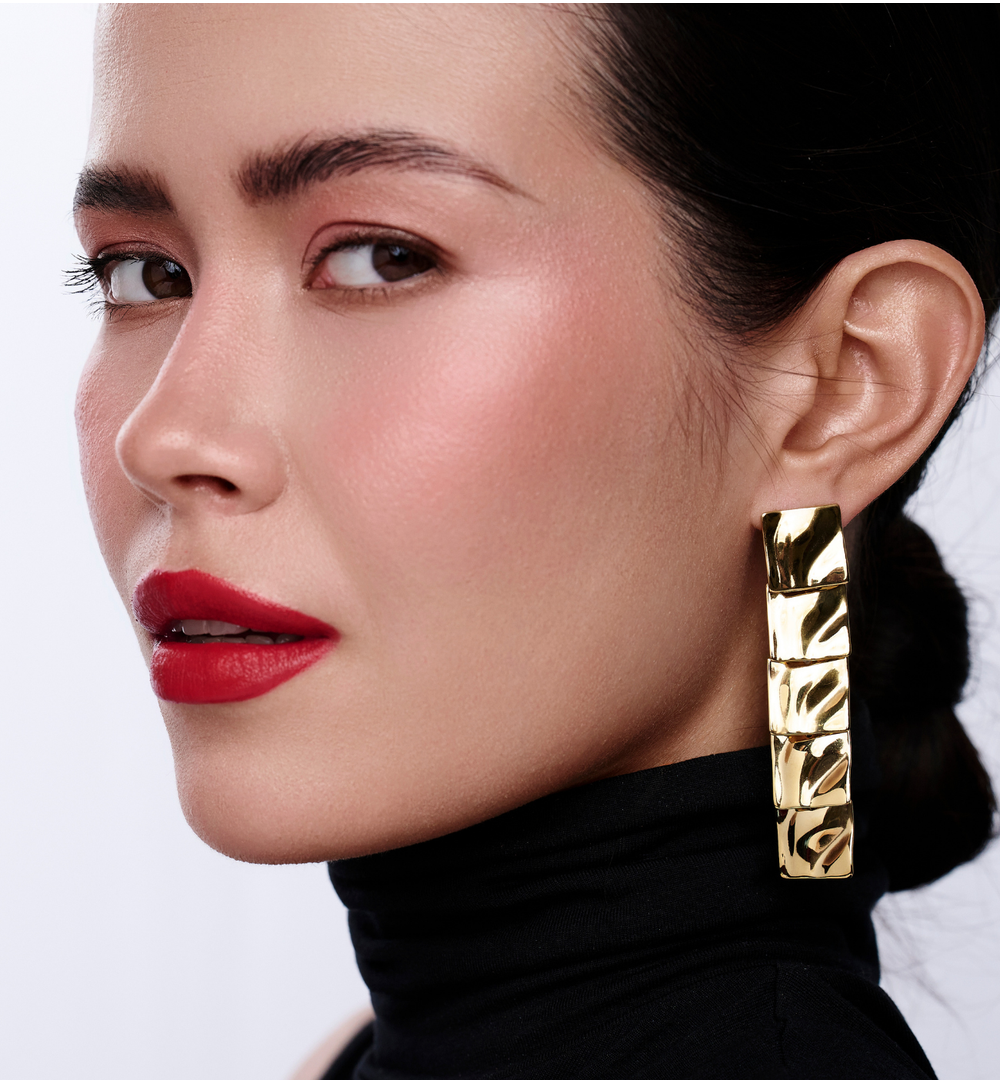 Kolczyki prostokątne złote KRG1065