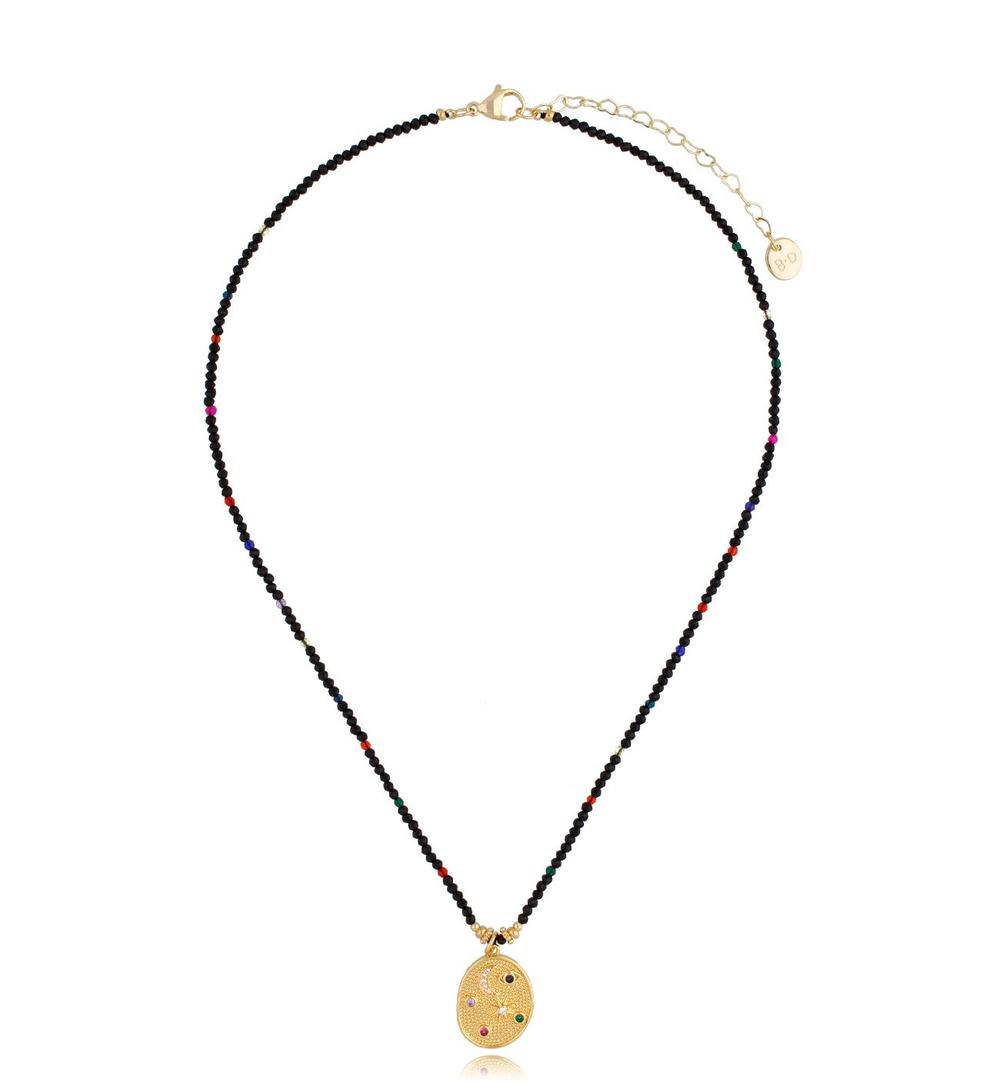 Naszyjnik czarny z kolorową zawieszką Abrantes NTW0768