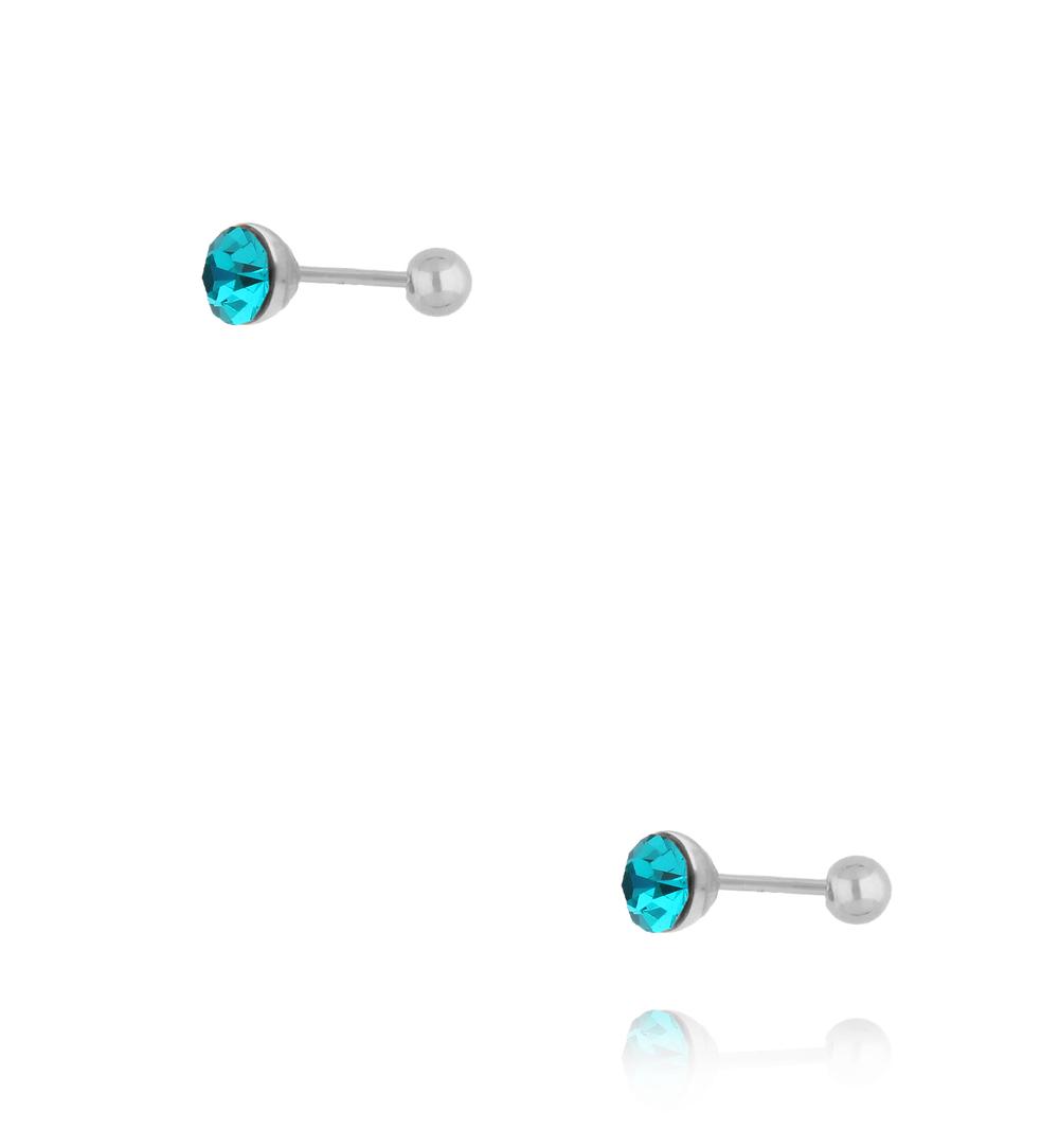 Kolczyki z niebieskim kryształem w srebrnej oprawie KCA0169