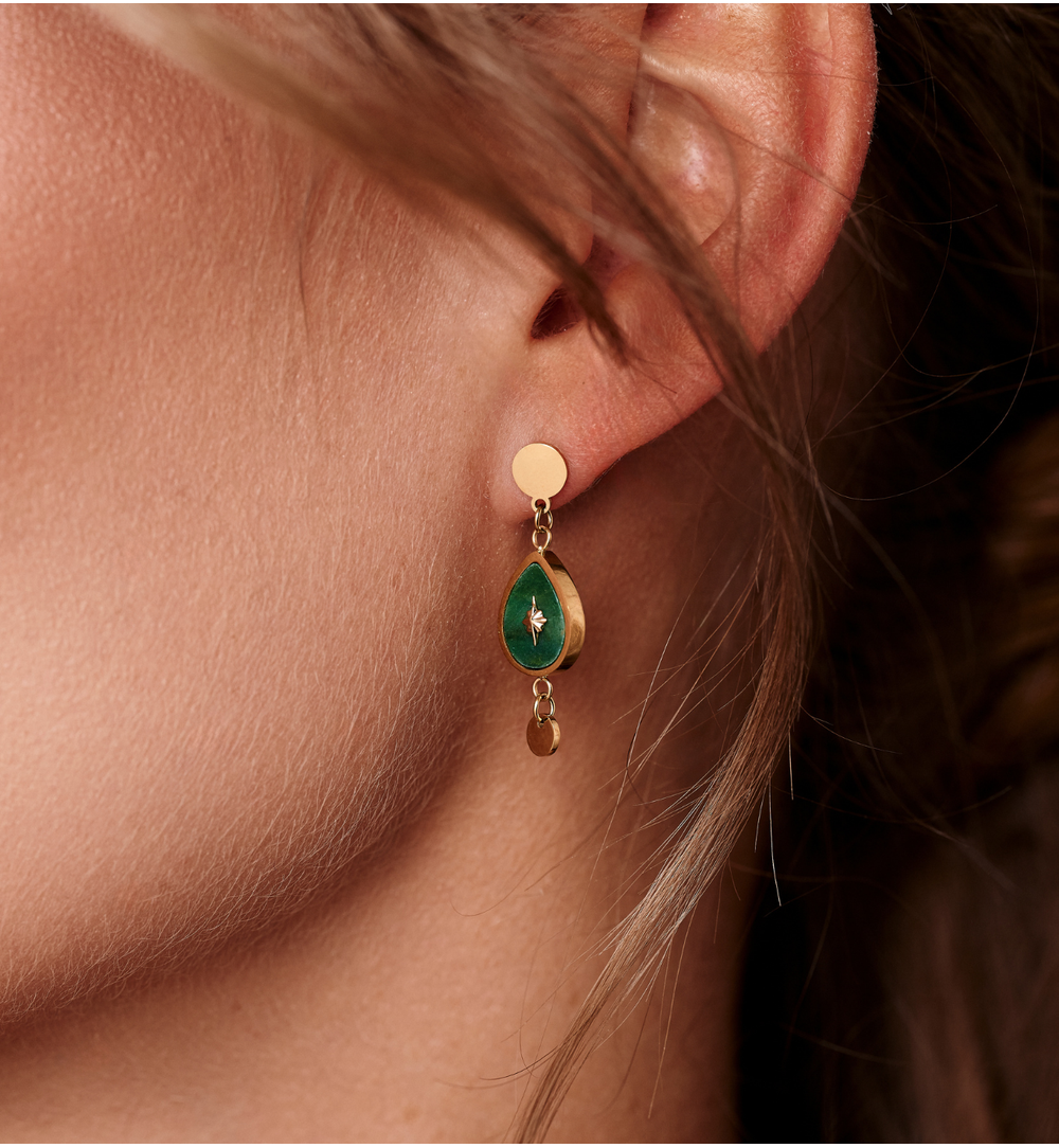 Kolczyki wiszące z jadeitem afrykańskim KEA0046