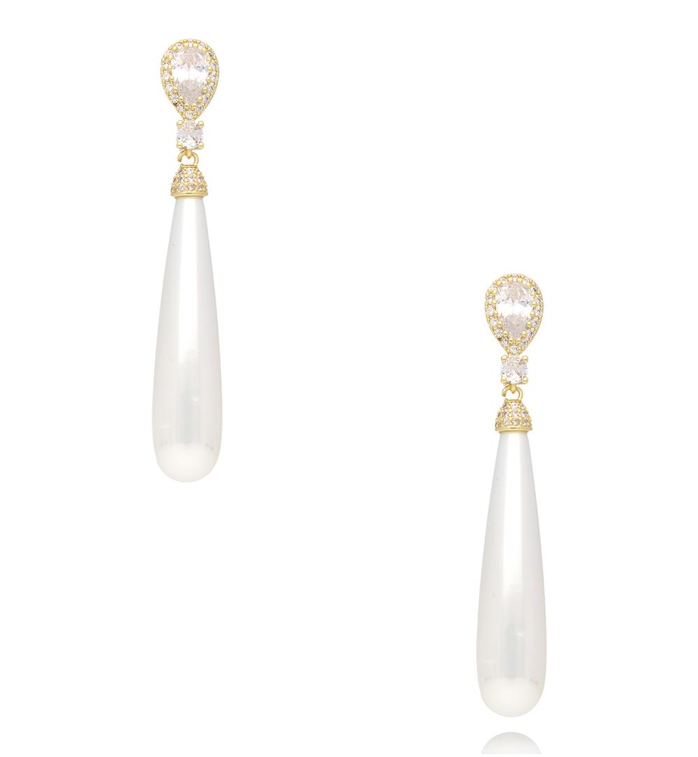 Kolczyki z podłużną perłą i kryształkami KPE0213