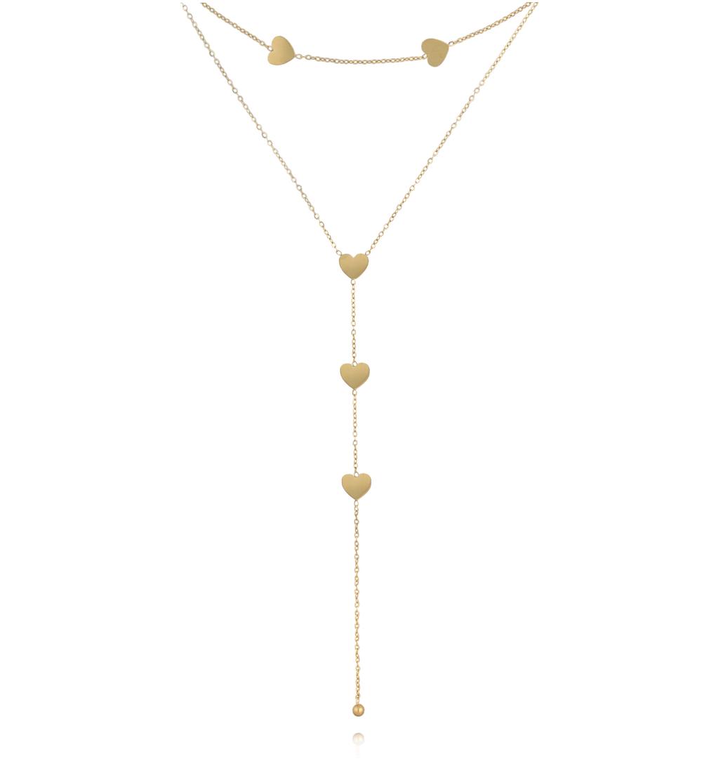 Naszyjnik warstwowy z serduszkami NSY0917