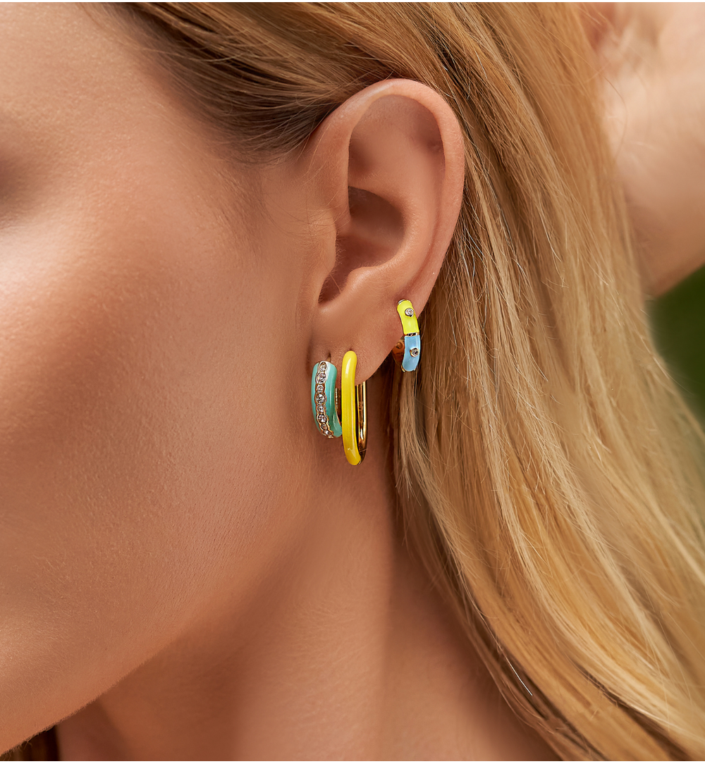 Kolczyki emaliowane żółto niebieskie Summer Beach KSH0010