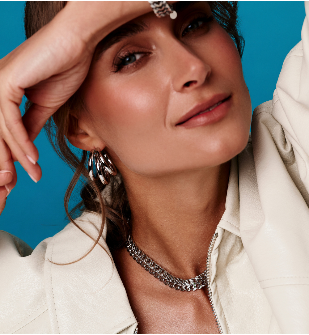 Zestaw biżuterii z łańcuchami srebrny ZN0189