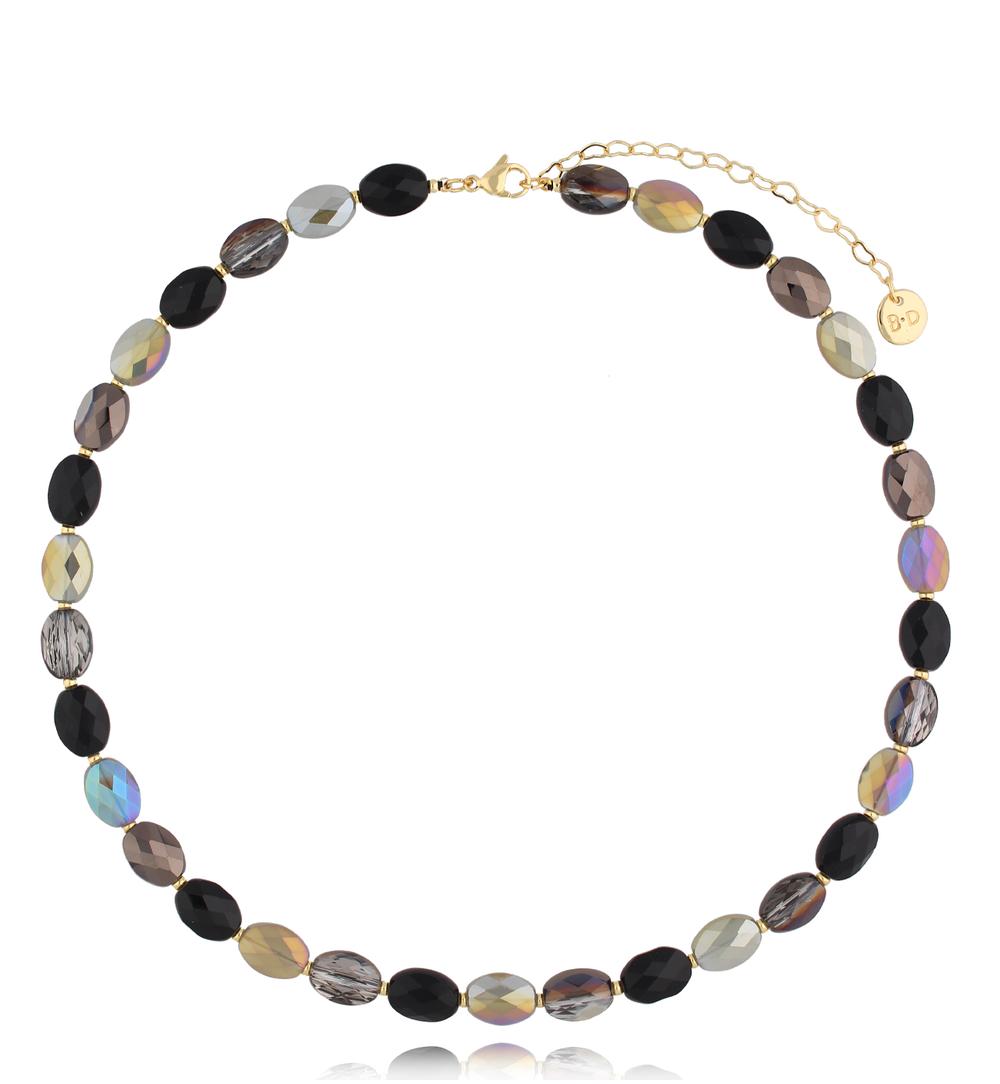 Naszyjnik z kryształkami czarno szarymi Togue NCY0030