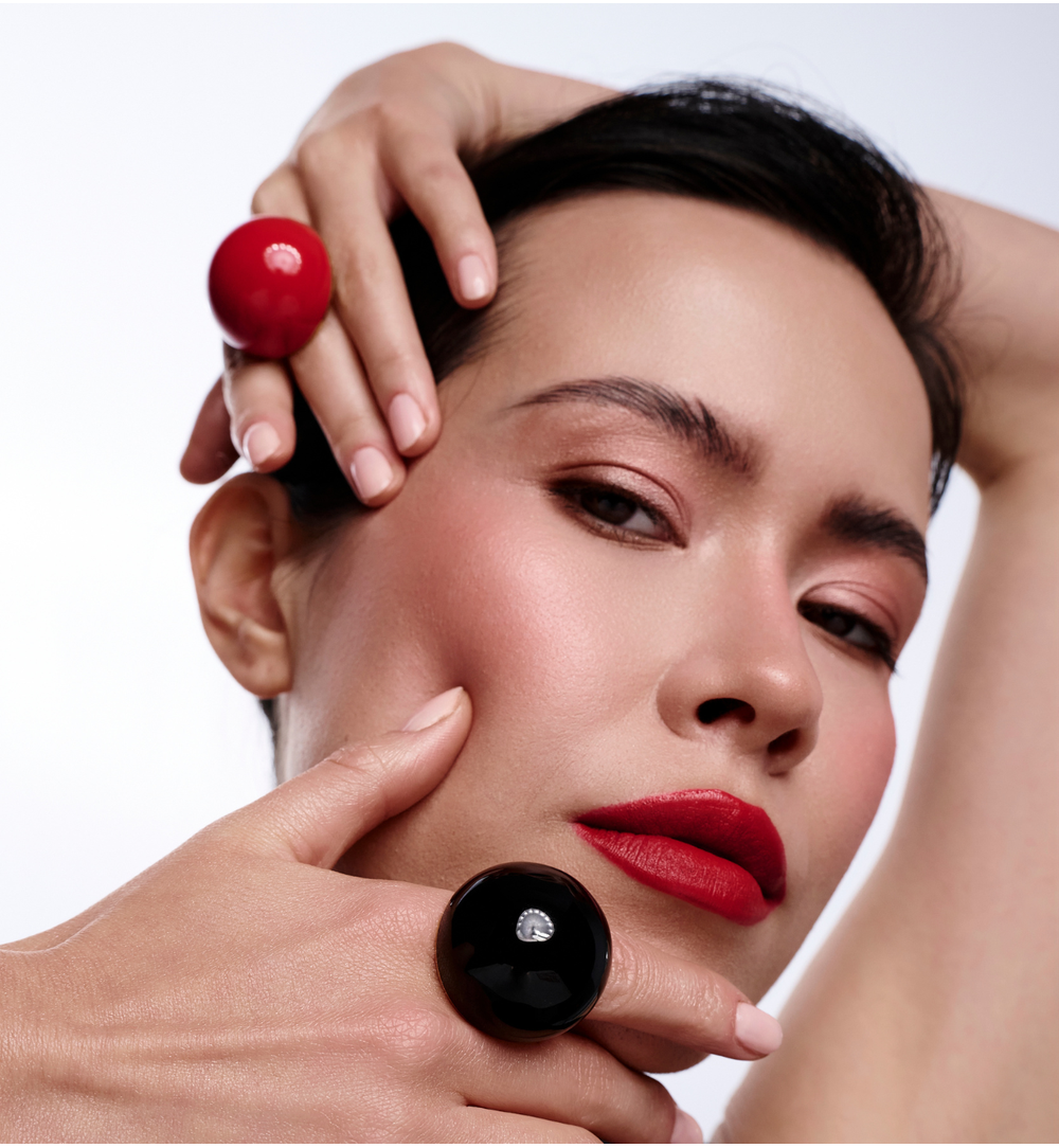 Pierścionek złoty z czerwoną emalią PSA1211