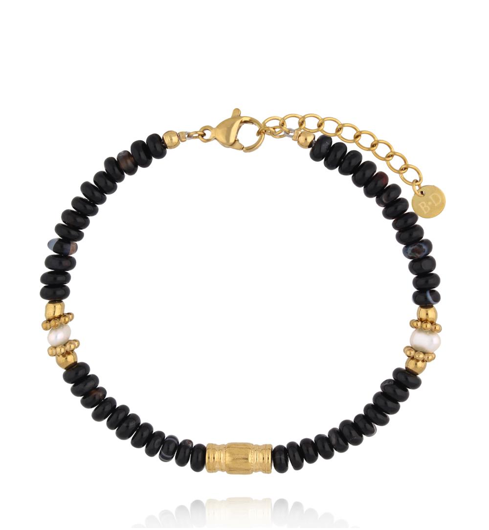 Zestaw biżuterii z czarnych kamieni naturalnych ZN0193