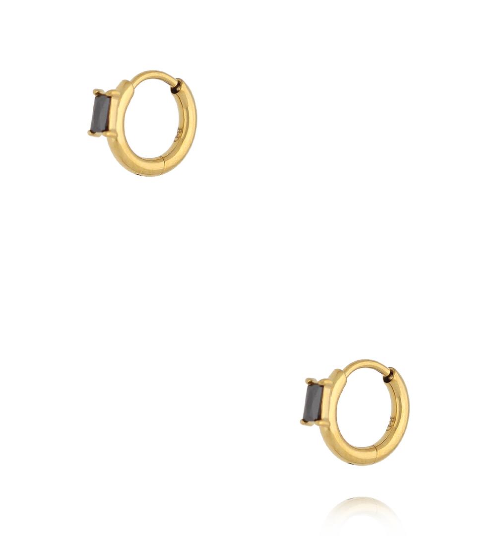 Kolczyki złocone z czarnymi prostokątnymi kamieniami KSA2539