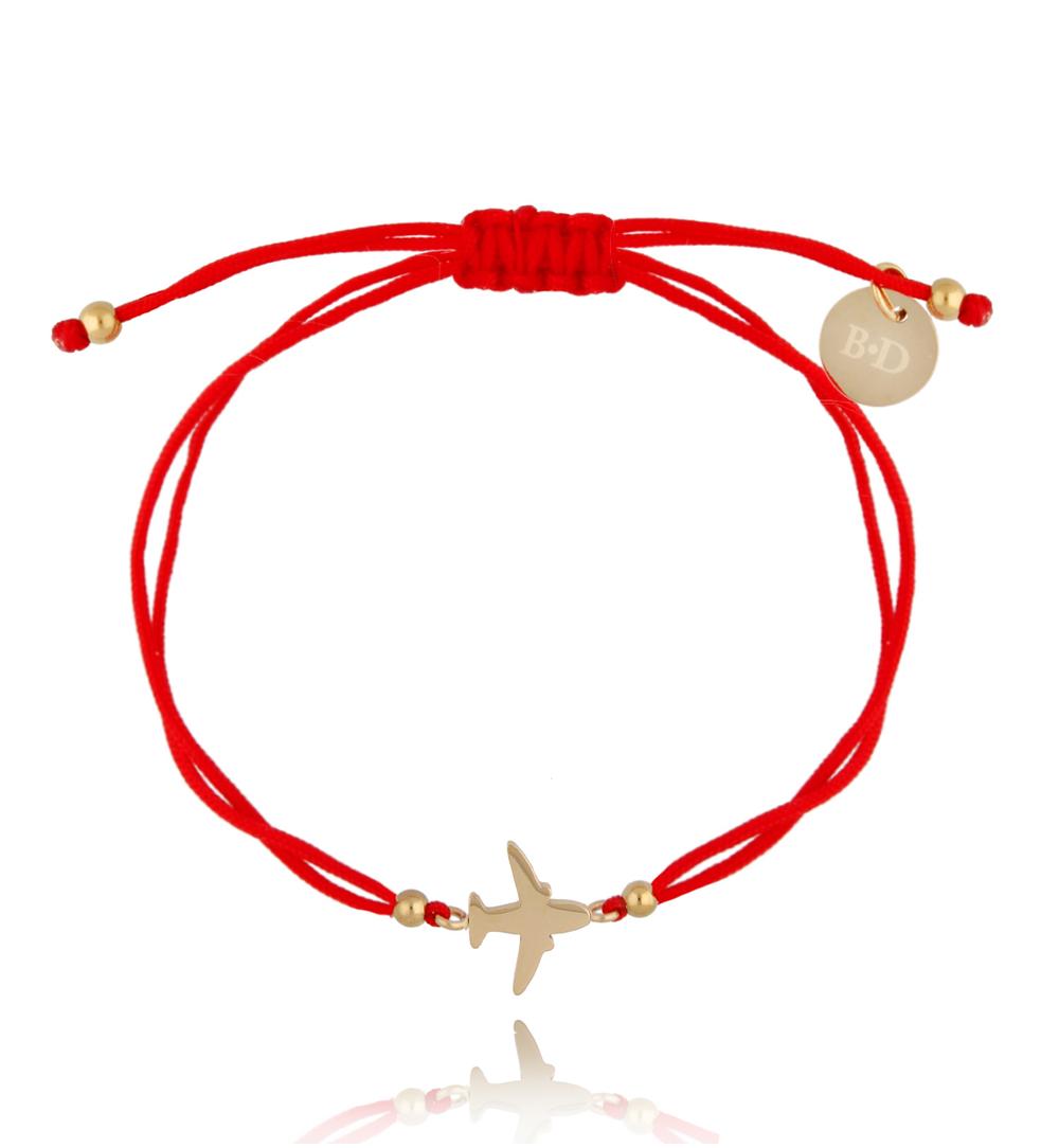 Bransoletka czerwono-złota z samolotem Traveler BGL0566