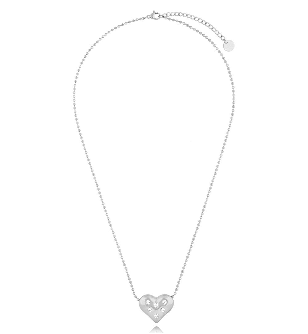 Zestaw srebrnych naszyjników z sercem i cyrkoniami ZN0202