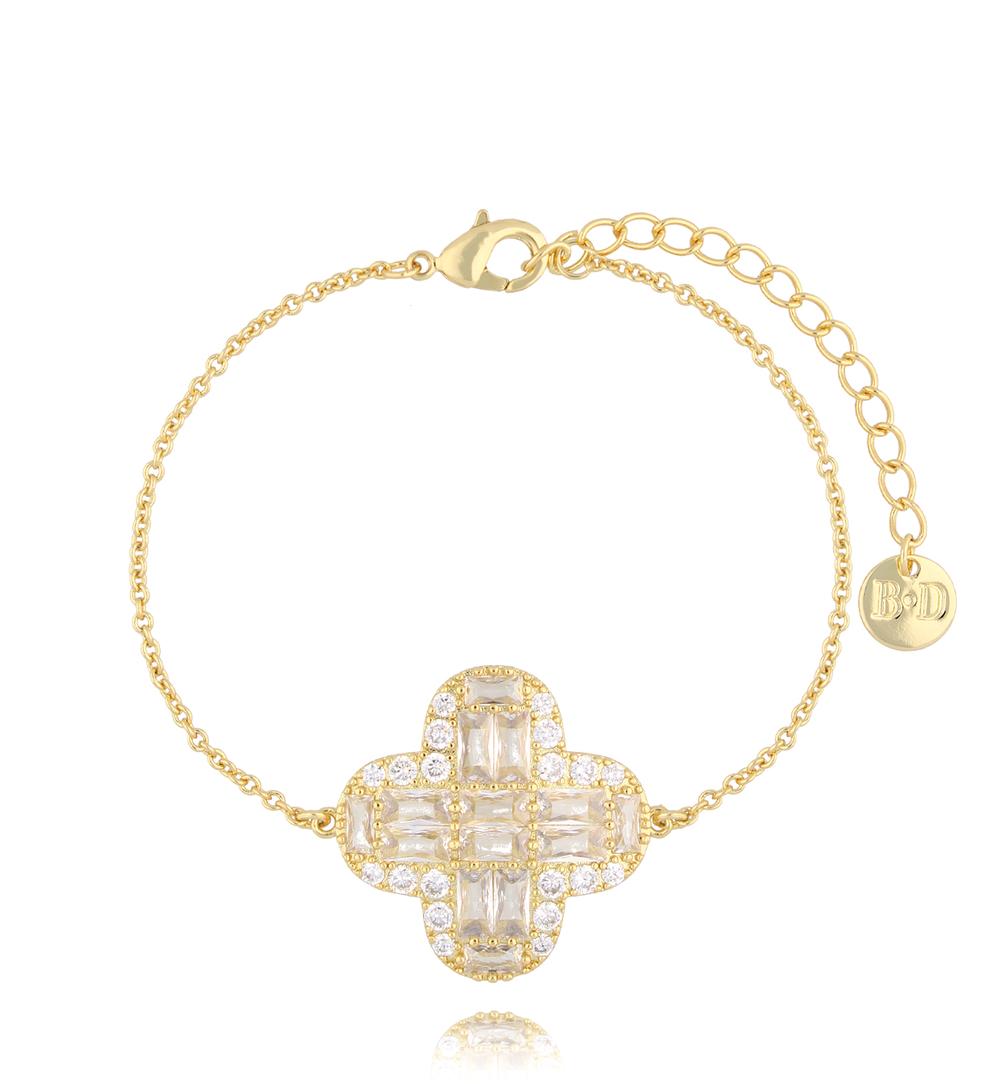 Bransoletka złota z kryształową koniczynką Cristal Clover BSS0189
