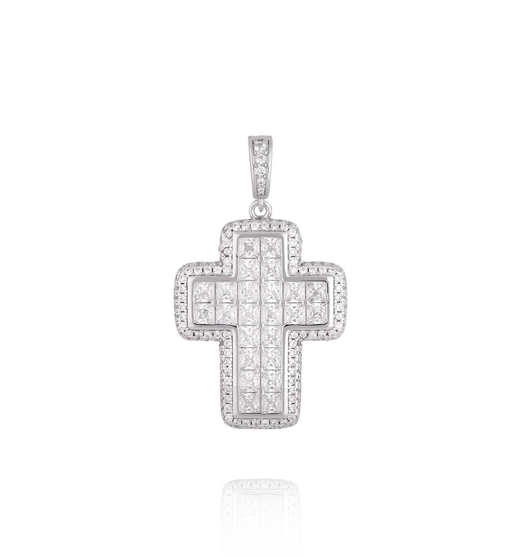 Charms srebrny z krzyżem wysadzanym kryształkami CHSS0030