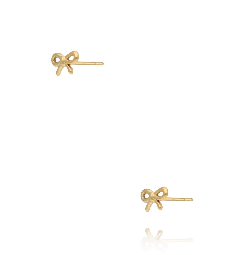 Kolczyki wkrętki w kształcie delikatnej kokardki złote KSY0630