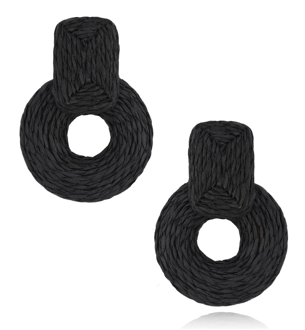 Kolczyki czarne ze sznurkiem Modern Organic KSO0008