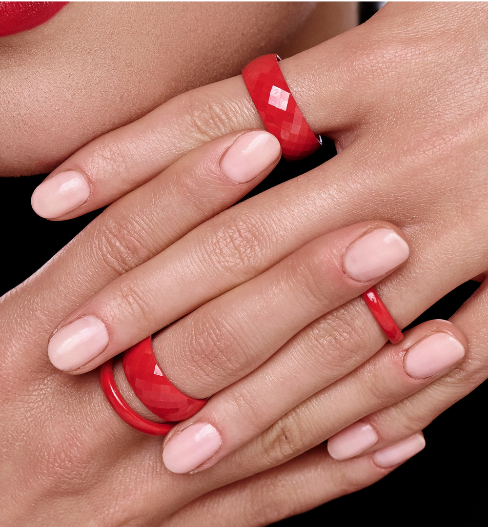 Obrączka z ceramiki czerwona cienka Feminine PFE0061