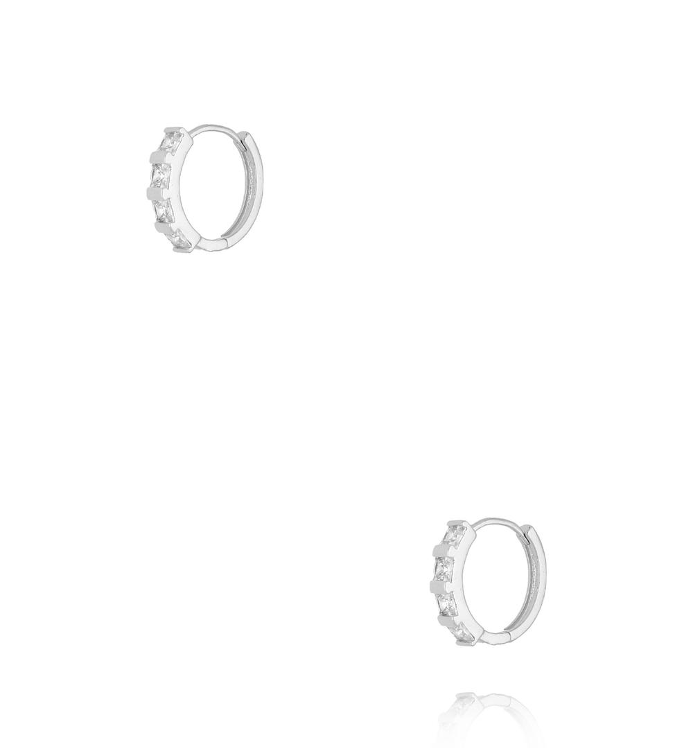 Zestaw srebrnych kolczyków kółek z cyrkoniami i perełkami KLU0171