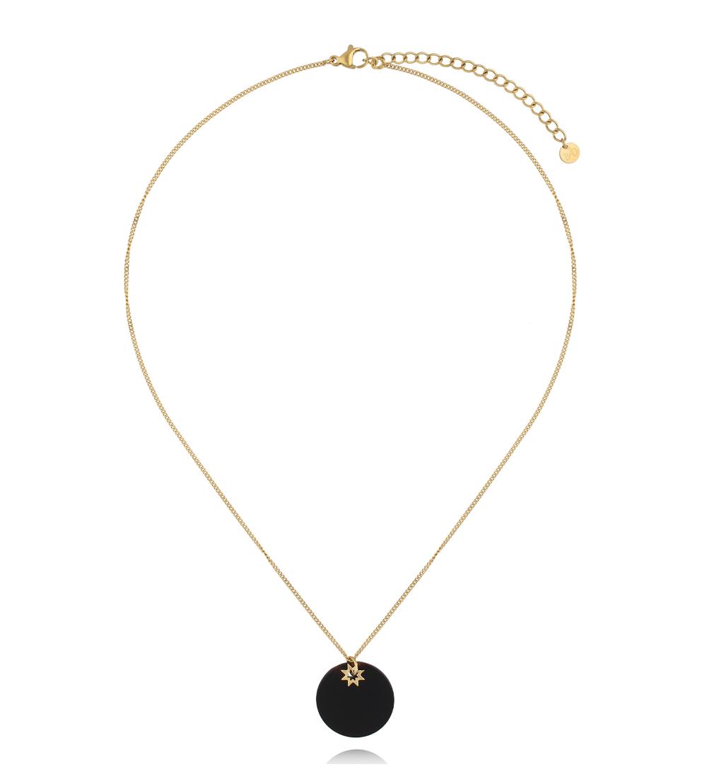 Złoty naszyjnik z czarnym agatem i gwiazdką NPA1460