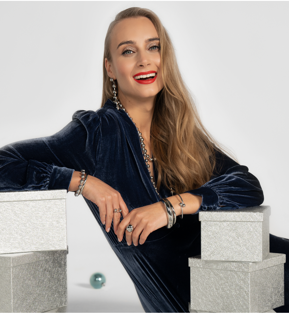 Bransoletka z kulkami srebrna BSA0797