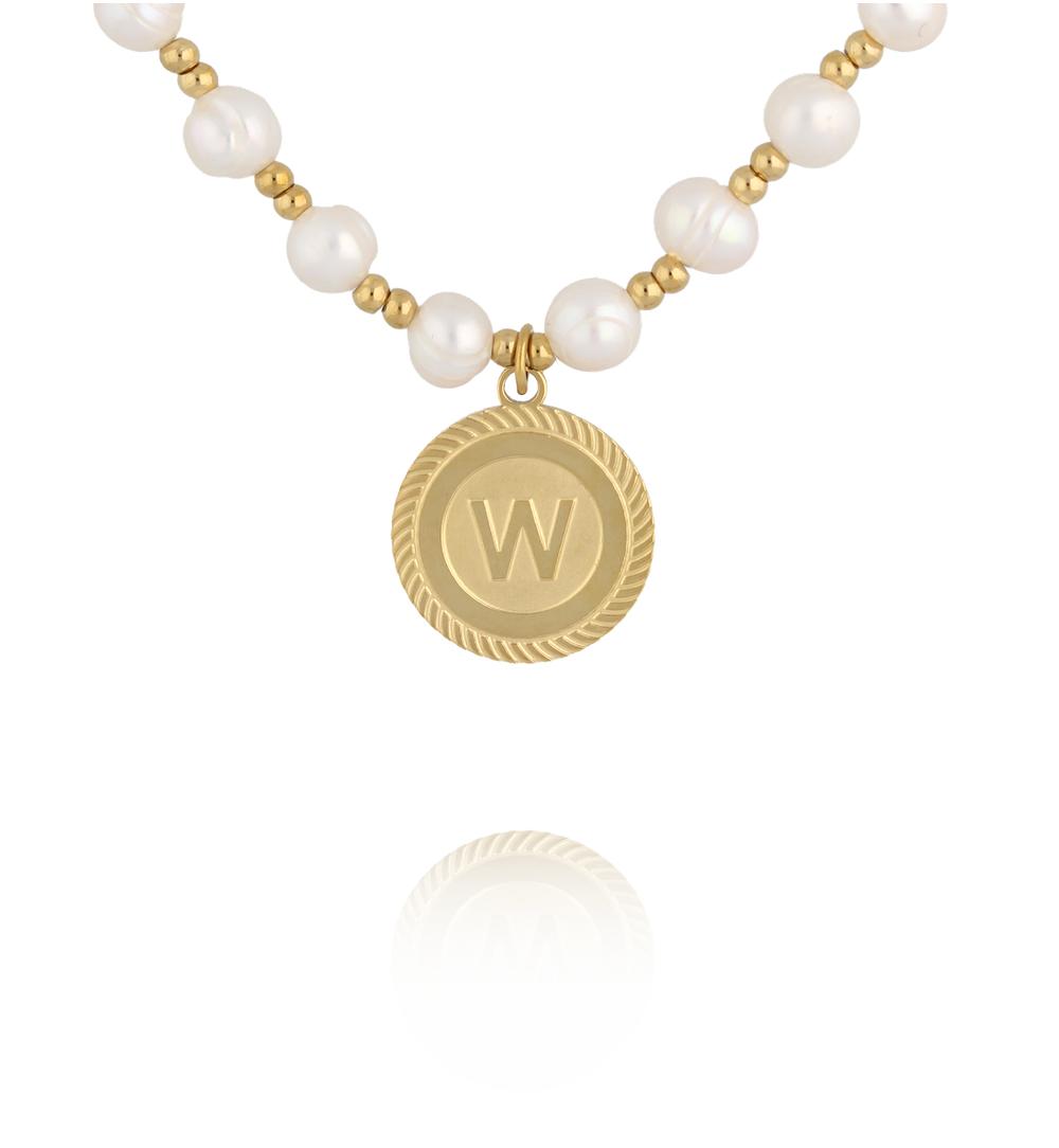 Naszyjnik z pereł z literką W NPE0383