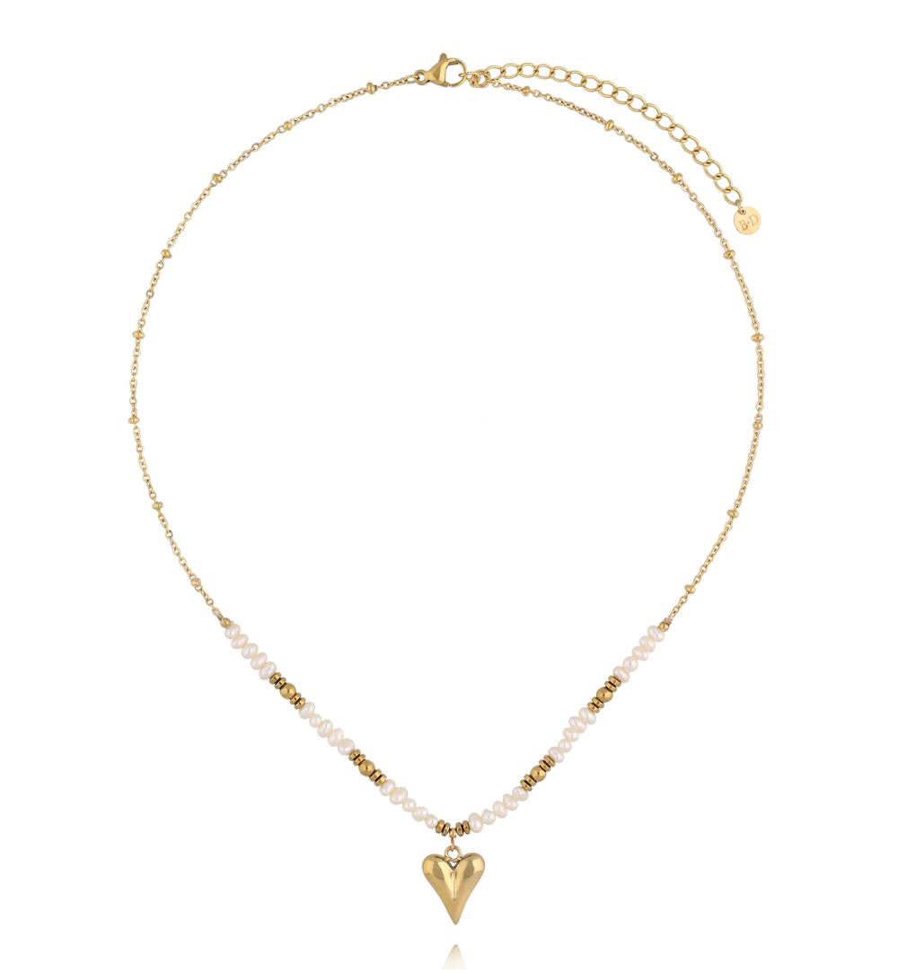 Naszyjnik z pereł z zawieszką w kształcie serca NSY0755