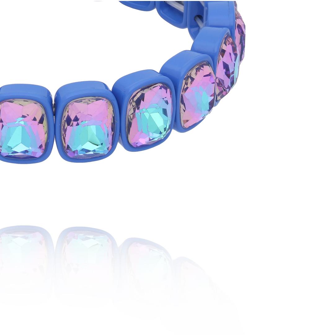 Bransoletka w intensywnym błękicie z opalizującymi kryształami BCR0057