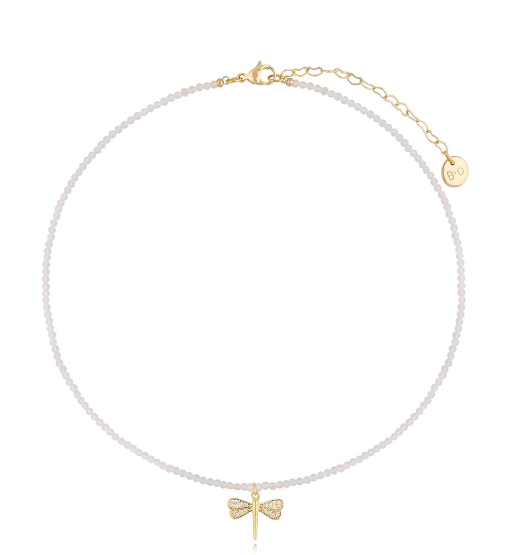 Naszyjnik biały z ważką Aya NTW0936