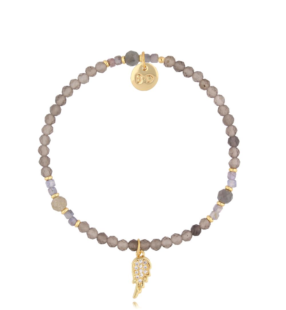 Bransoletka szara ze skrzydełkiem Grey Wing BTW2213