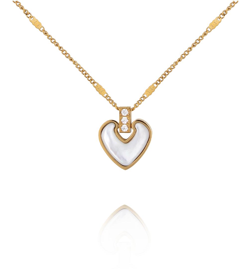 Naszyjnik dwustronny z emaliowanym sercem i cyrkoniami NSY0837