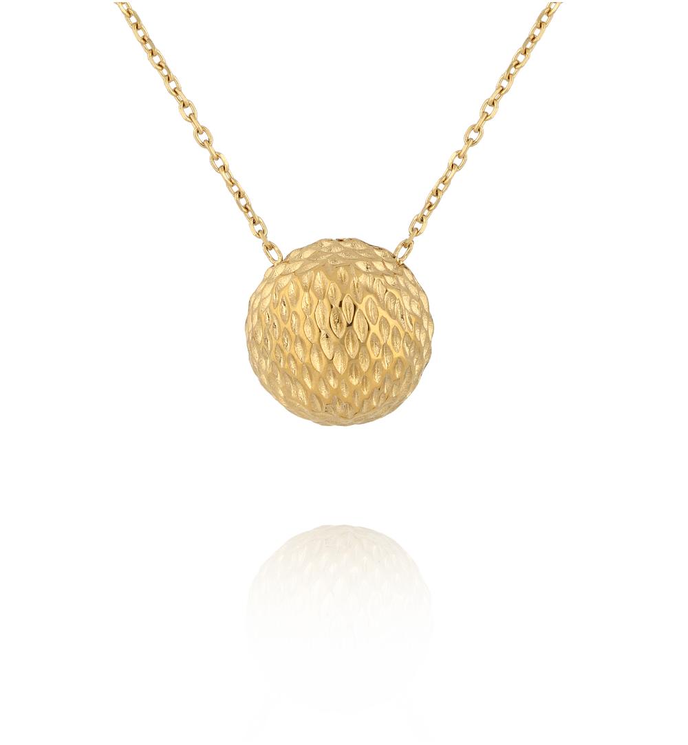 Naszyjnik z kulą o fakturowanej powierzchni złoty NSY0643