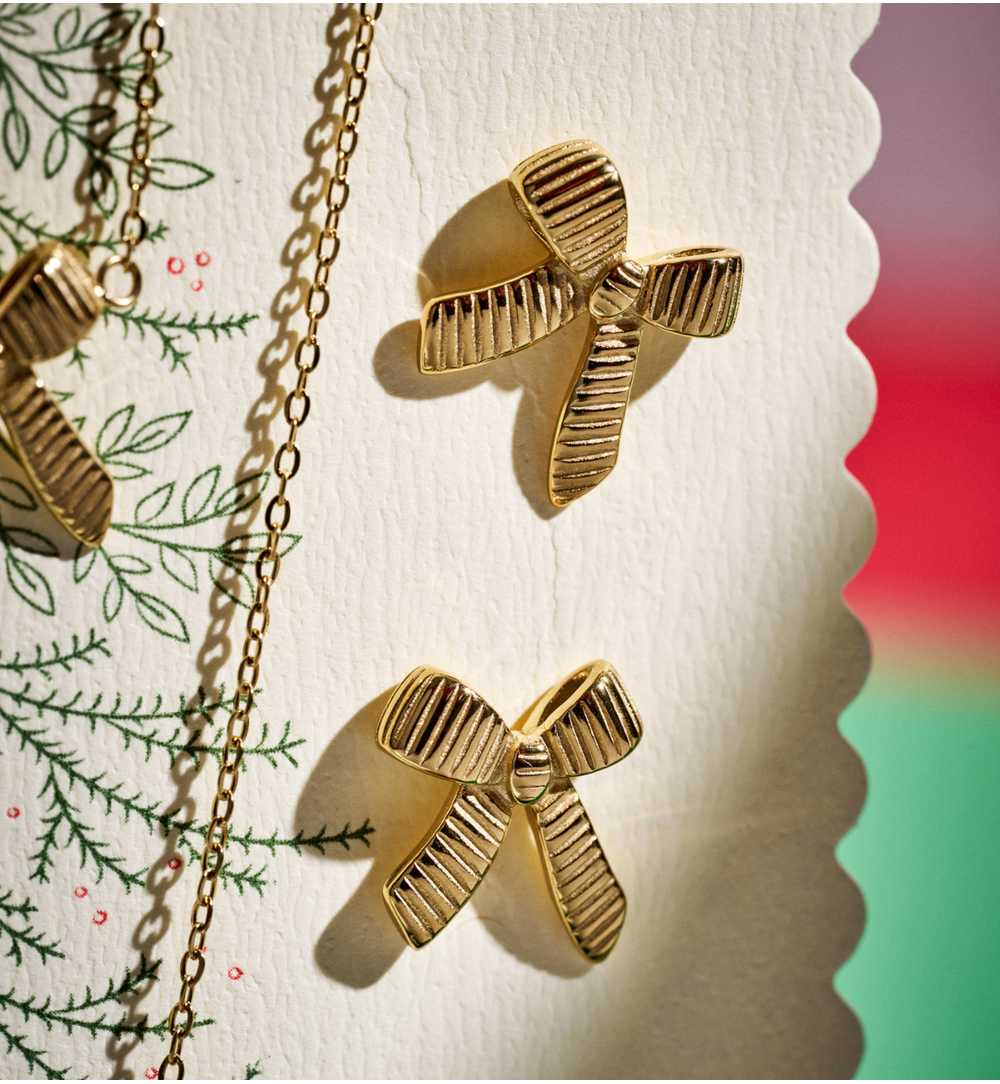 Zestaw świątecznej biżuterii ze złotymi kokardami ZN0063