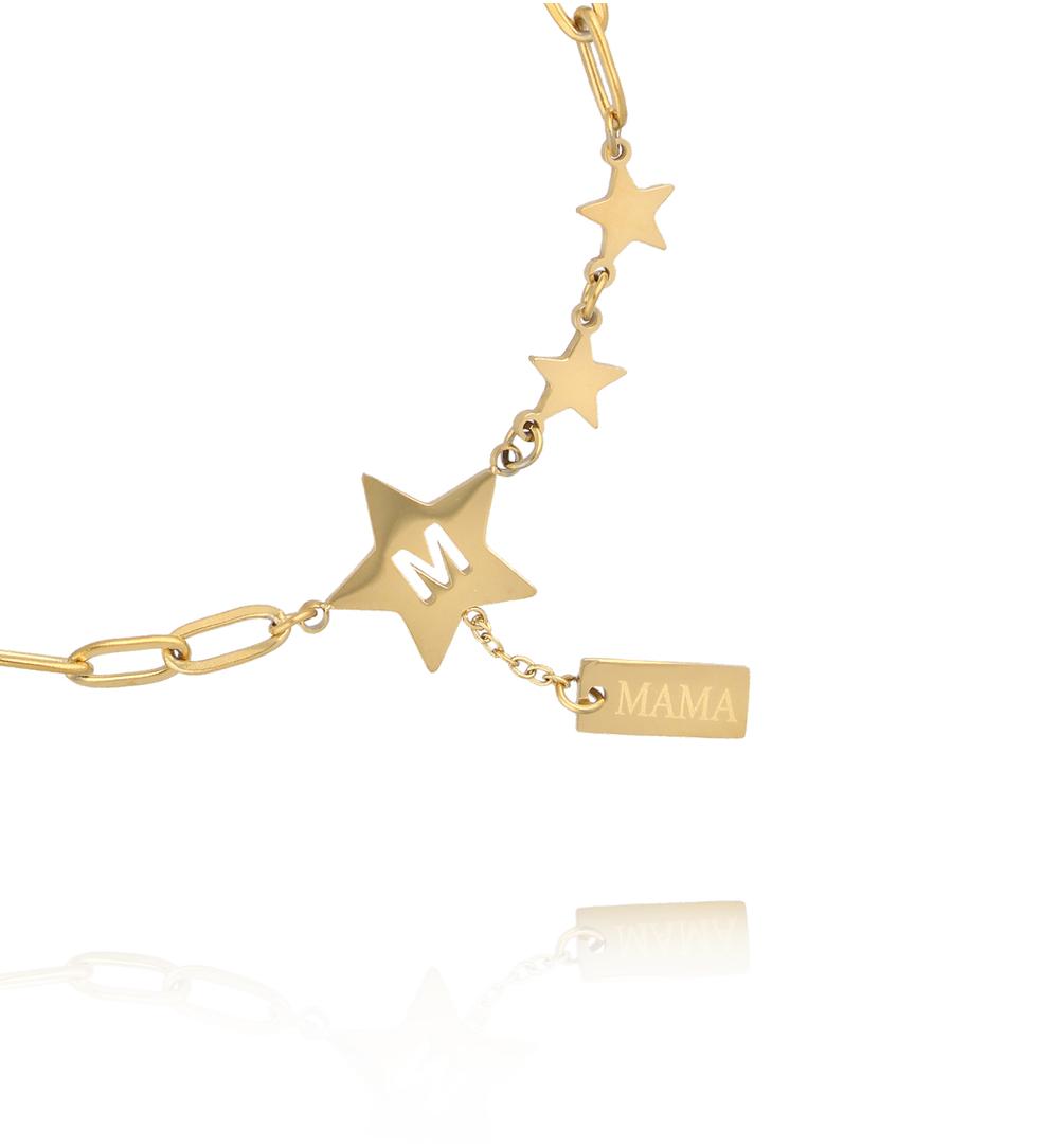 Bransoletka złota z gwiazdkami i napisem MAMA BEA0074