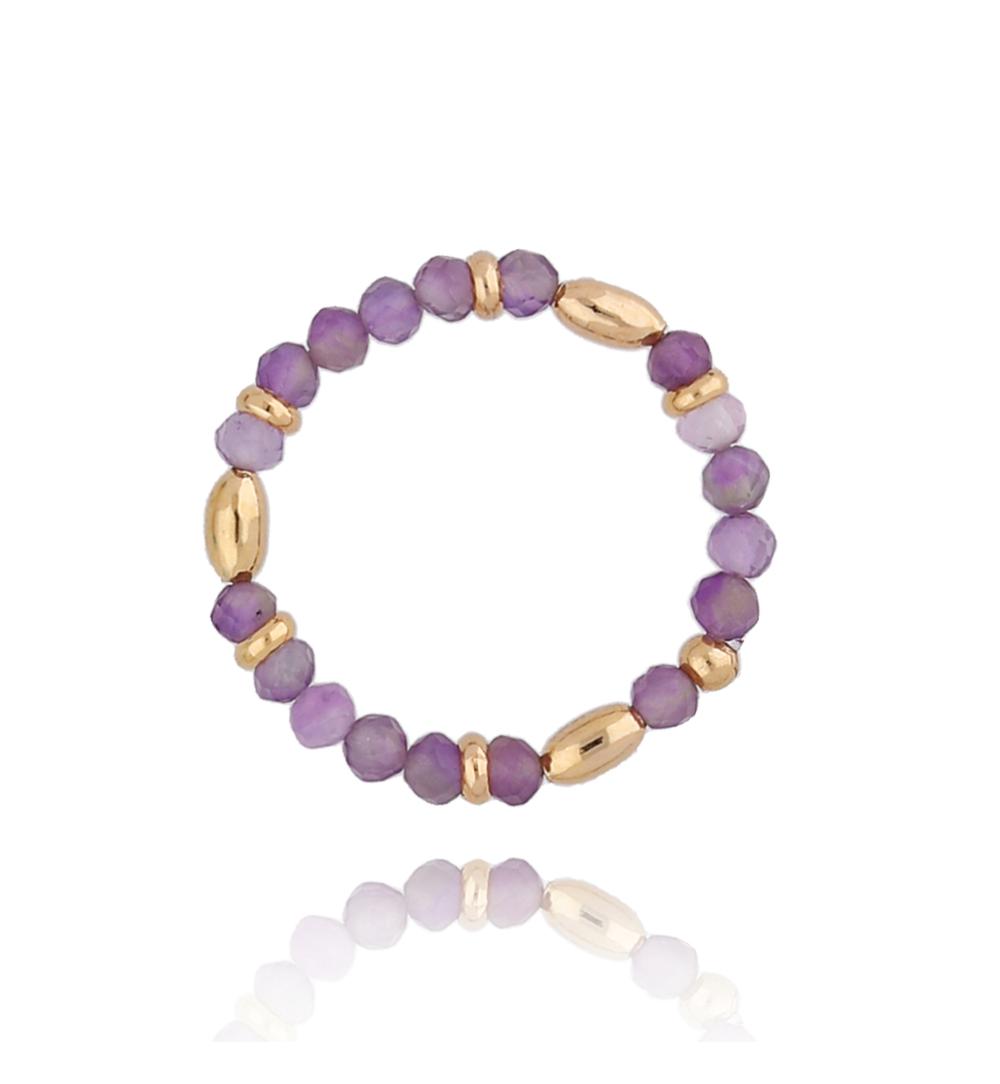 Pierścionek elastyczny z ametystami PTW0120