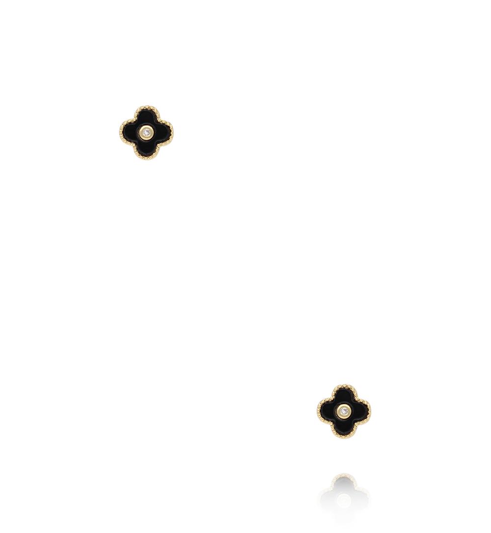 Zestaw złoconych kolczyków z koniczyną i cyrkonią KMB0039