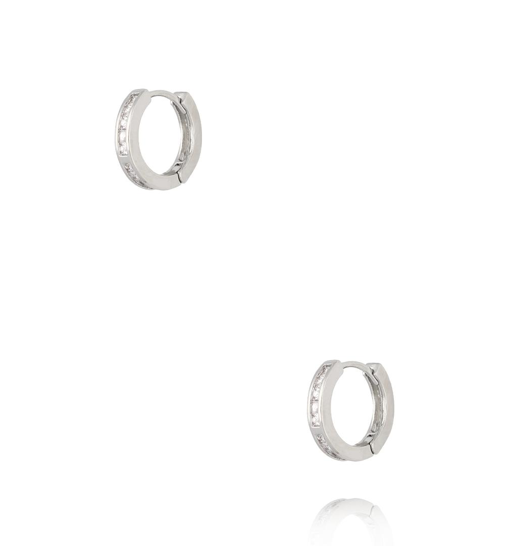 Zestaw srebrnych kolczyków kółek z cyrkoniami KLU0179