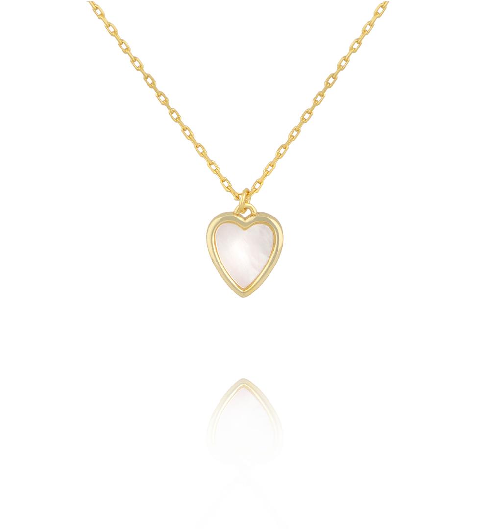 Naszyjnik z serduszkiem z masy perłowej złoty NCA0082