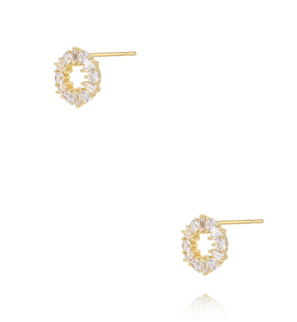 Kolczyki koła cyrkonie, złote KCA0176