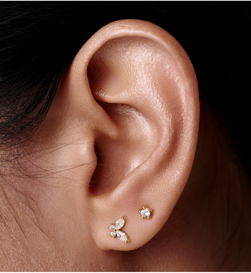 Zestaw kolczyków pozłacanych z cyrkoniami KLT0058