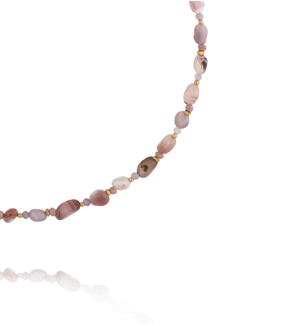 Naszyjnik z agatem, labradorytem i złotymi akcentami NPA1465