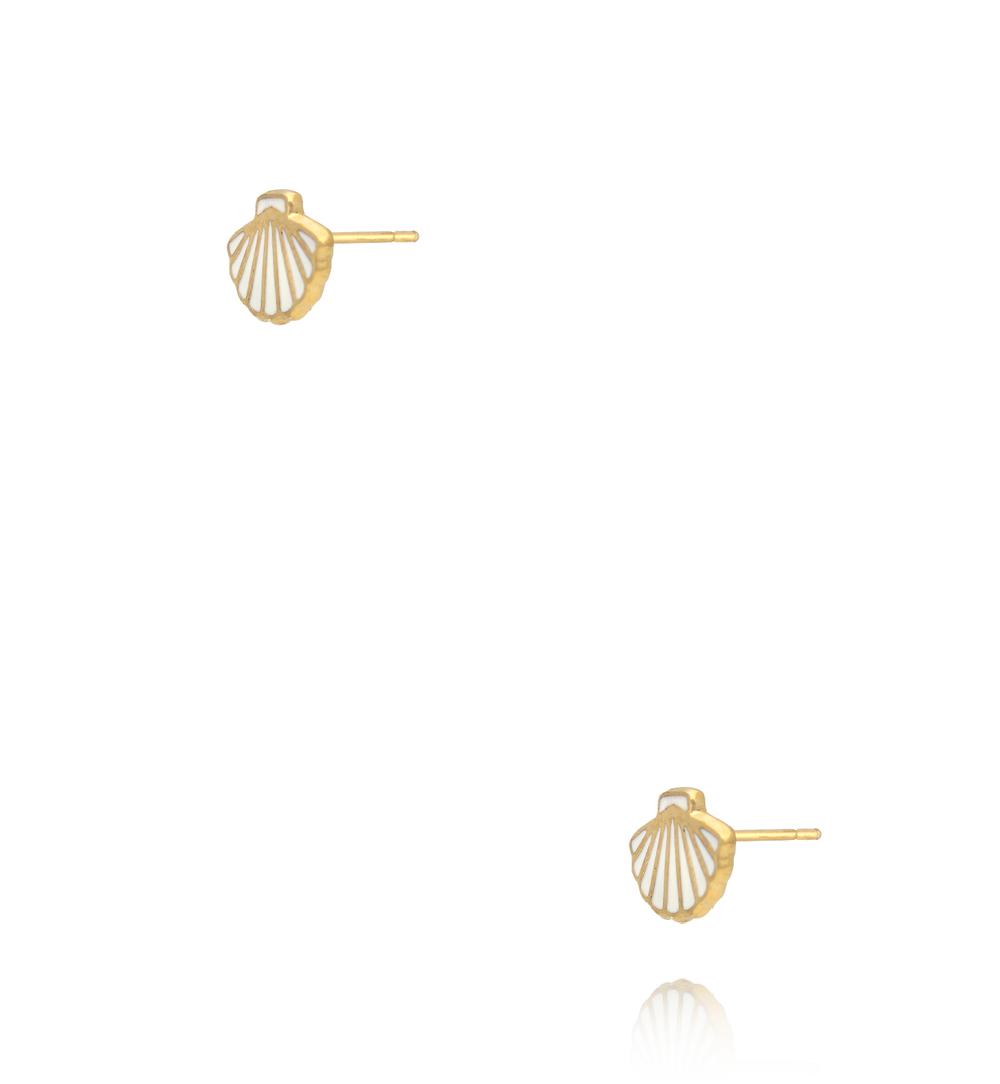 Kolczyki muszelki z białą emalią KSY0352