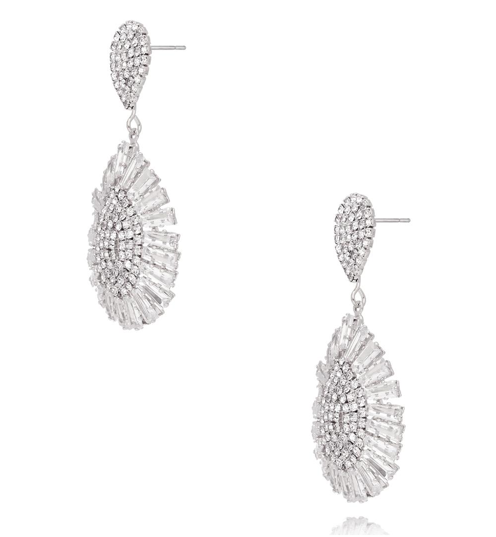 Kolczyki wiszące z kryształkami srebrne KLU0201