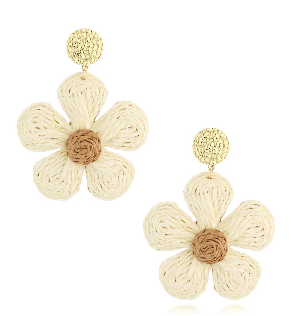 Kolczyki kremowe ze sznurkiem Summer Flower KSO0015
