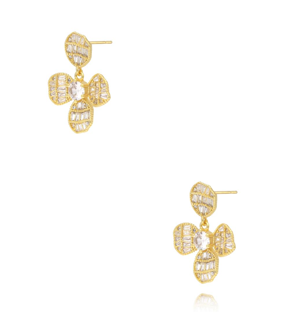 Kolczyki złote kwiaty z cyrkonią KSS2167