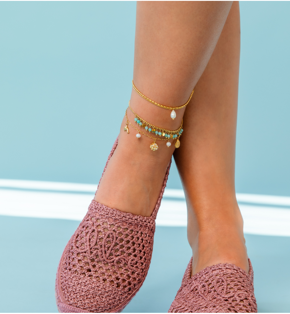 Bransoletka na nogę z amazonitami Paradise Jewels BNPA0016