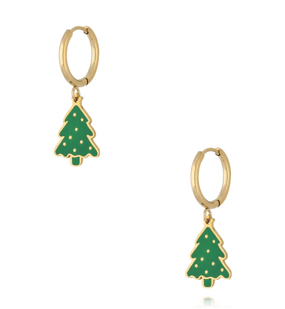 Kolczyki świąteczne zielone choinki KSY0307