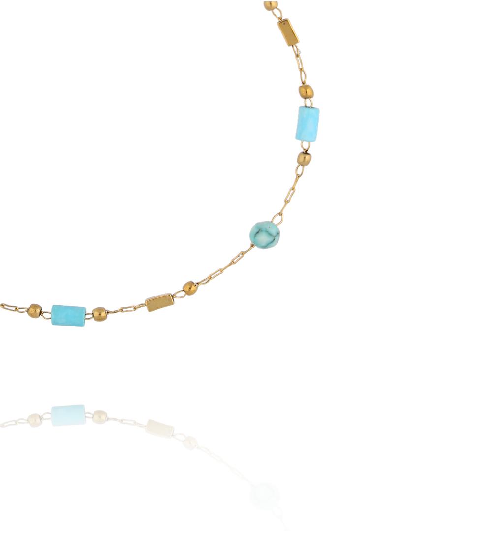 Bransoletka na złotym łańcuszku z turkusami BEA0100