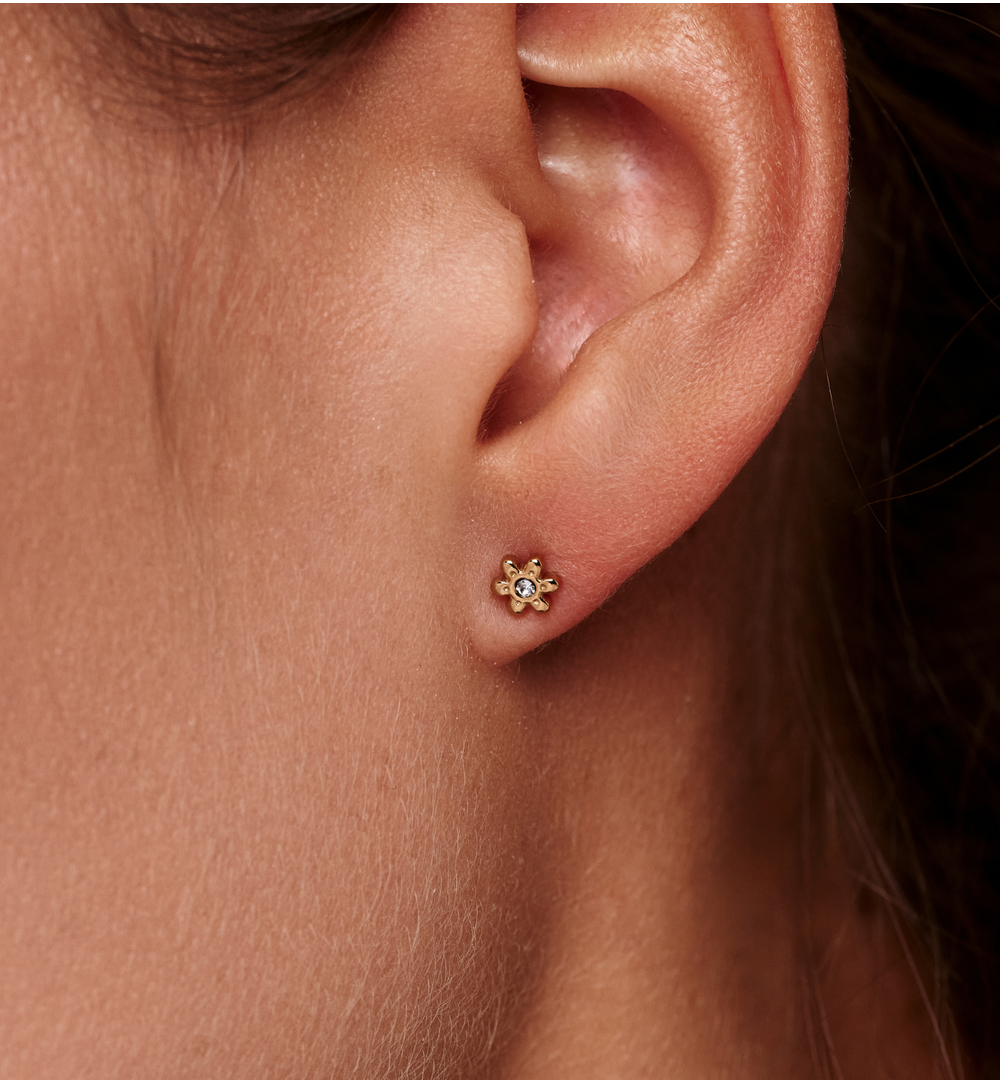 Kolczyki kwiatki z cyrkonią – złocone KSY0573