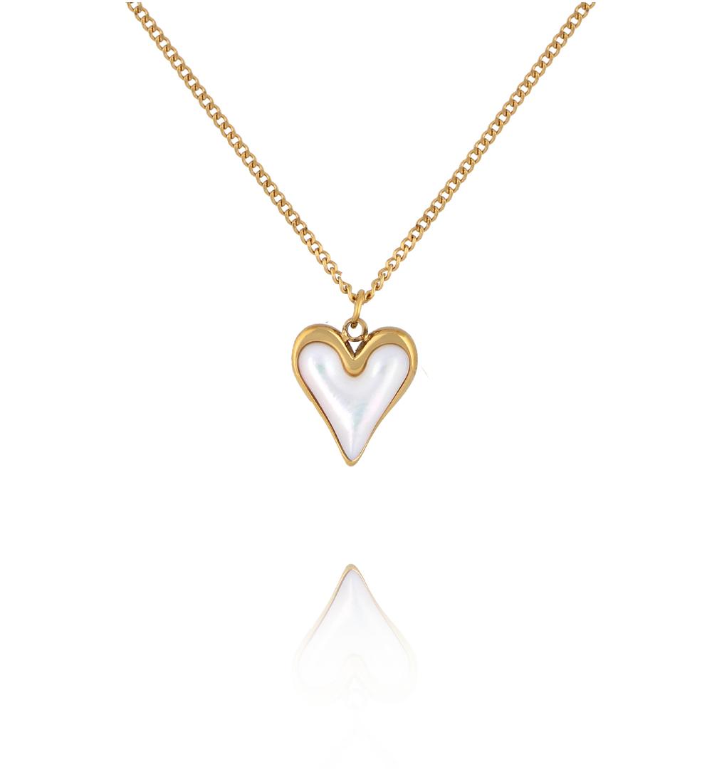 Naszyjnik z wydłużonym sercem z masy perłowej NSY0855