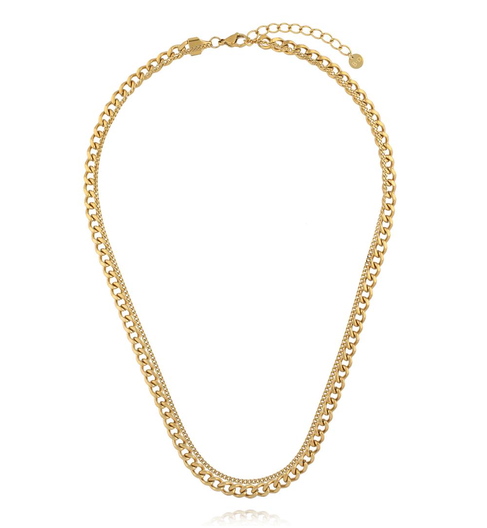 Naszyjnik podwójny złoty – połączenie chain & subtelnego łańcuszka NSY0588