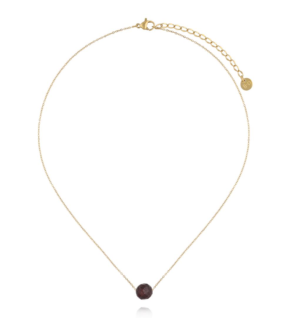 Naszyjnik z granatem na delikatnym złotym łańcuszku NLB0382